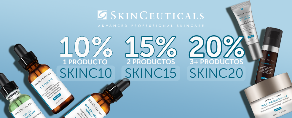 Descuento | 10, 15, 20% en SkinCeuticals por la compra de 1, 2 y 3 o más productos