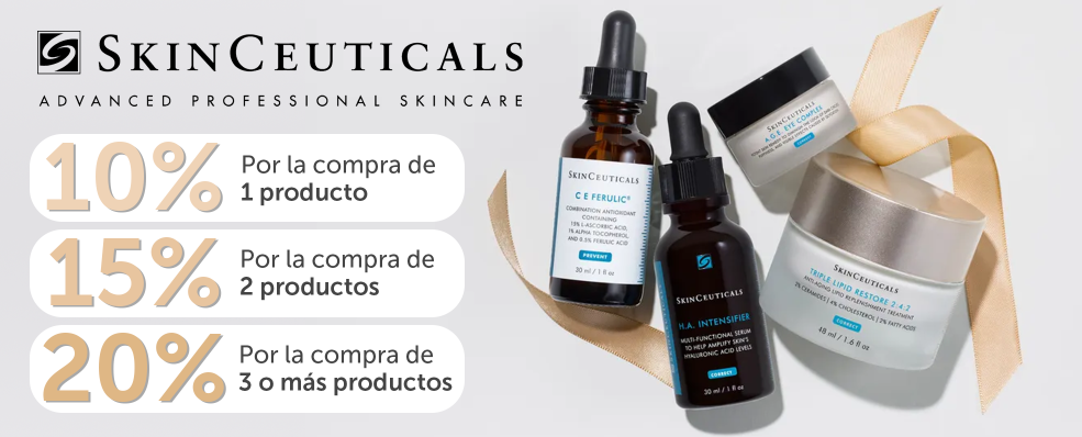 Skinceuticals | 10, 15, 20% en SkinCeuticals por la compra de 1, 2 y 3 o más productos